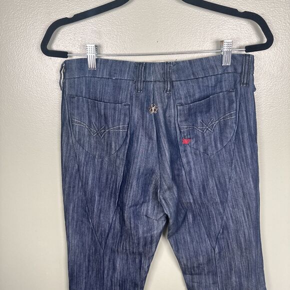 New London Amoureusement Anthony Frym Y2K Dark Wash Slight Flare Sz 29 (30x33.5) - Picture 6 of 16